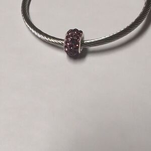 Purple‎ Rhinestones Charm for Pandora Style Bracelet
